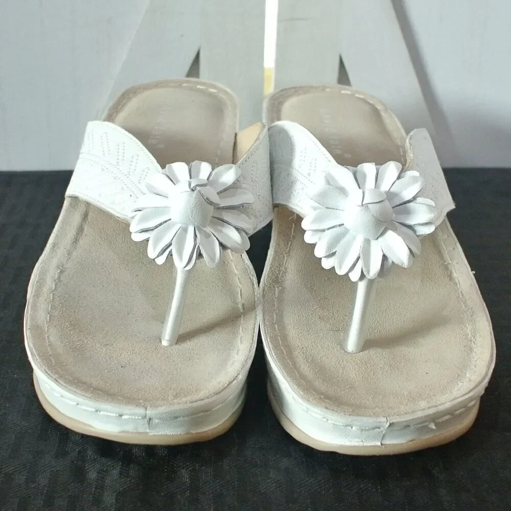 David Tate Leather Goldie Wedge Thong Sandals